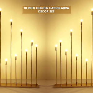 10 Head Gold Reed Candelabra Decor Set